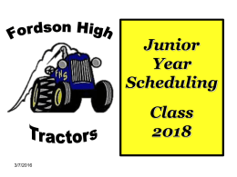 class of 2018 Junior Year Scheduling