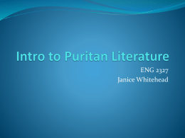 Intro to Puritan Literature