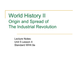 Unit 5 Lesson 4 - Origins of Industrial Revolution