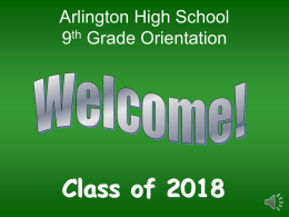 9th to 10th Grade PreRegistration 2015 - Arlington ISD