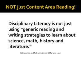 What is Disciplinary Literacy?