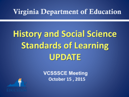 The proposed History and Social Science Standards of Learning