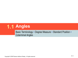 1.1 Angles Basic Terminology Degree Measure