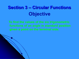 Section 3 – Circular Functions