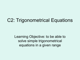 Simple Trig Equations