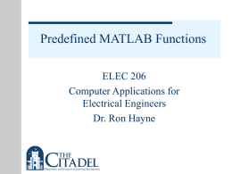 Predefined MATLAB Functions