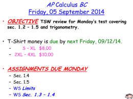 AP Calculus BC – Chapter 1 Test Topics