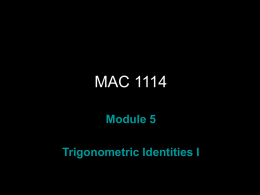 Trigonometric Identities - Professor Shaw’s Teaching and