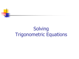 Solving Trigonometric Equations