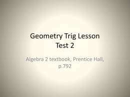 Geometry Trig LessonTest 2 - Biloxi Public School District
