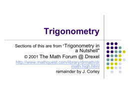 Dr. Math Does Trigonometry