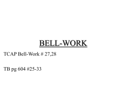 BELL-WORK - Mrs. Matthews Class