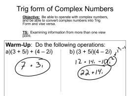 Trig form of Complex Numbers