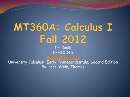 MT360A: Calculus I Fall 2011