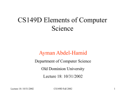 Lecture 18 - ODU Computer Science
