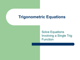 Solving a Trig Equation