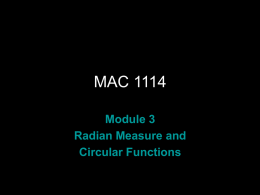 Radian Measuer and Circular Functions