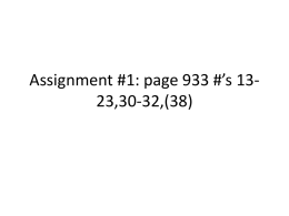 Assignment #1: page 933 #*s 13-23,30