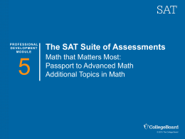 Passport to Advanced Math, Additional Topics in