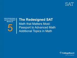 Teacher Training for the Redesigned SAT: Passport to Advanced