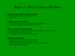 Topic 1: 20th Century Warfare