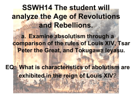 Absolutism, Revolutions, and Rebellions