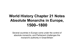World History 2005 Chapter 21 Notes Power Point