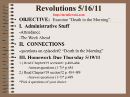 III. Homework Due Thursday 5/19/11