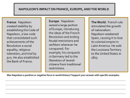NAPOLEON`S IMPACT ON FRANCE, EUROPE, AND THE WORLD