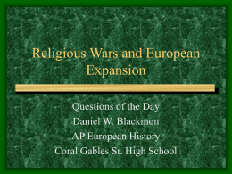 Religious Wars and European Expansion