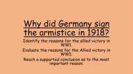 Why did Germany sign the armistice in 1918?