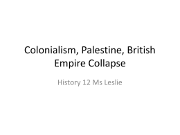 Colonialism, Palistine, British Empire Collapse