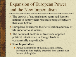 Expansion of European Power and the New Imperialism