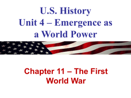 to Unit 4 - The First World War Lecture