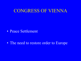 congress of vienna - Modern World History