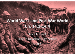 World War I and Post War World PRESENTATION