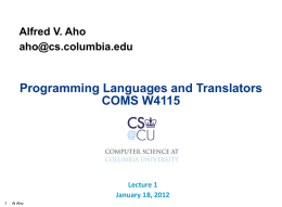 Programming Languages - Computer Science, Columbia University