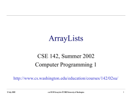ArrayList() - University of Washington