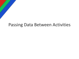 Passing Data Between Activities