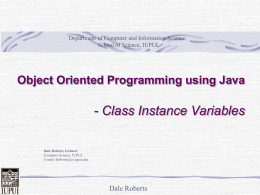 Java Classes Instance Variables - Computer & Information Science