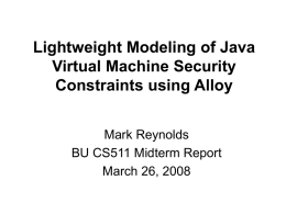 Lightweight Modeling of the Java Virtual Machine's