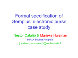 Formal specification of Gemplus’ electronic purse case study