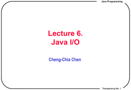 Lecture ?. Java I/O