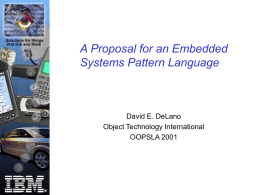 A Proposal for an Embedded Systems Pattern Language