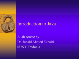 Introduction to Java - Welcome | SUNY Fredonia
