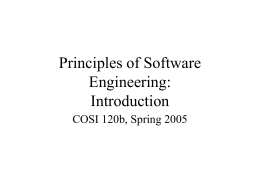 Principles of Software Engineering: Introduction