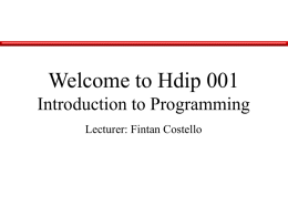 COMP 1001 : Introduction to Programming