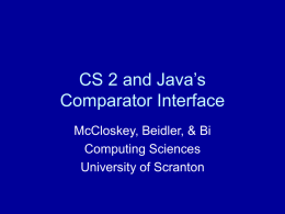CS 2 and Java’s Comparator Interface