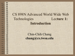CS 898n - Lecture 1 - Wichita State University