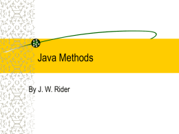 Java Methods - J. W. Rider